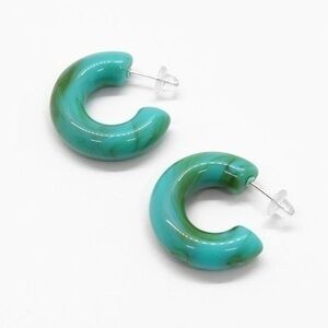 Blue Acrylic Hoop Earrings